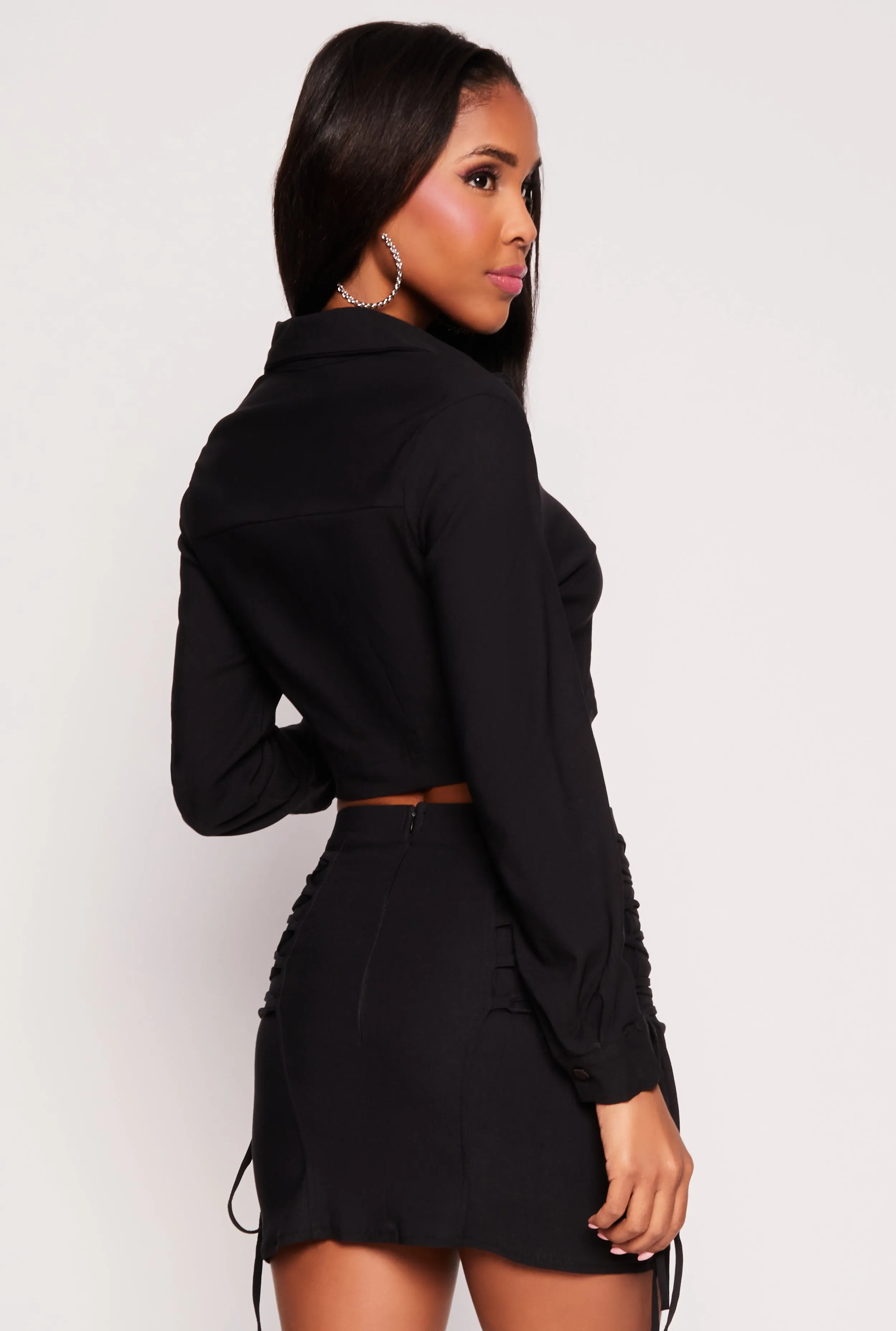 Hyperstretch Cropped Button Front Shirt sold by Rainbow product image thumbnail 3