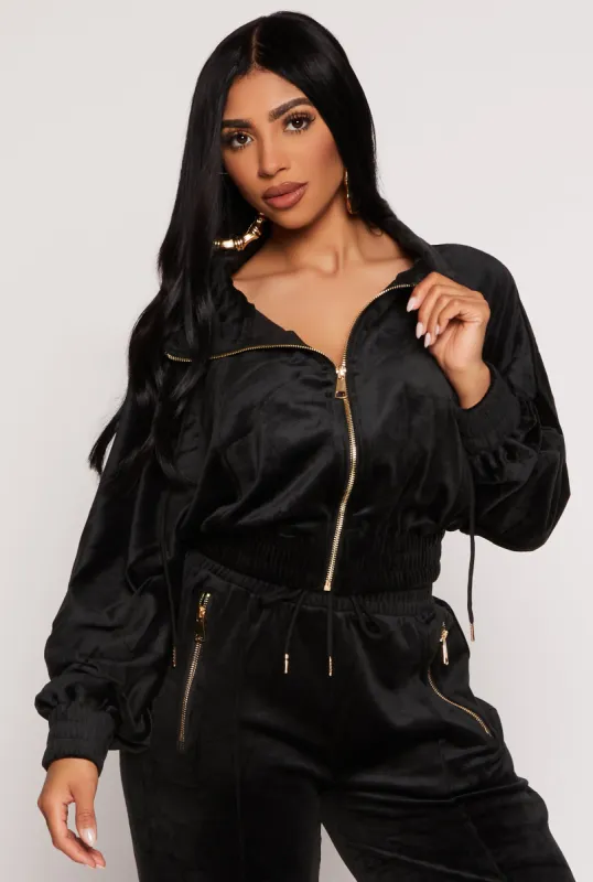 Velour Zip Front Sweatshirt sold by Rainbow