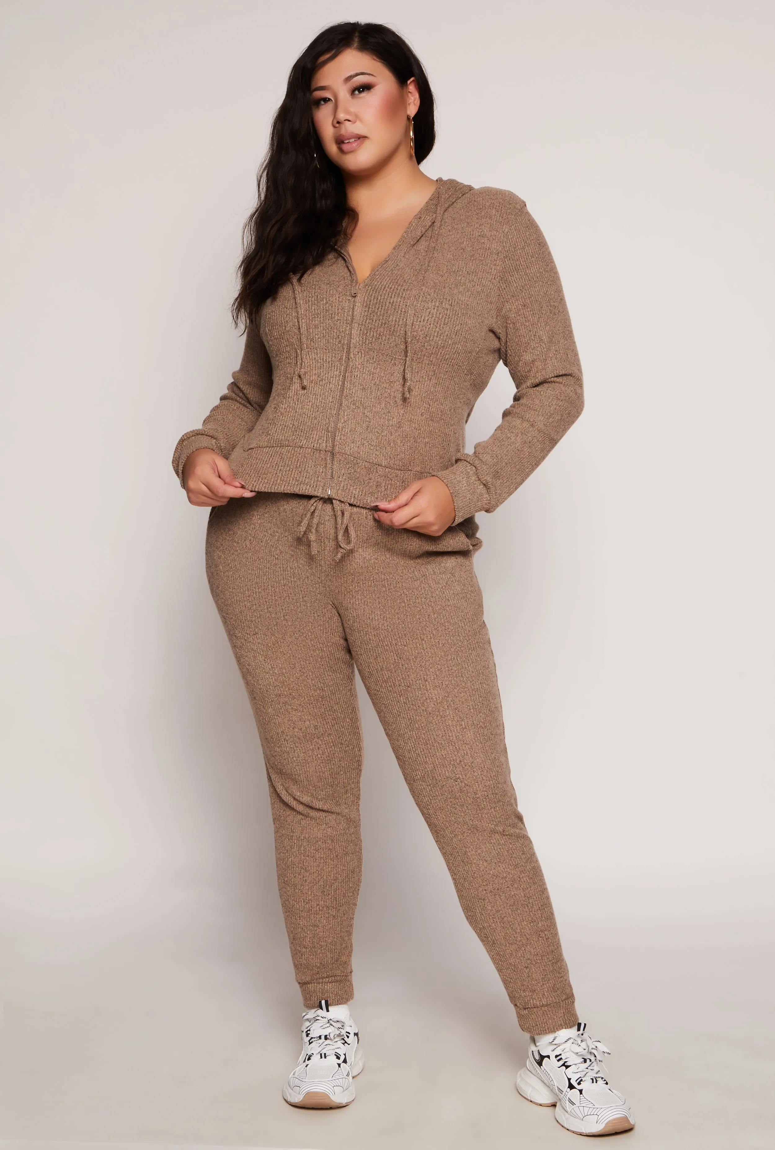 Plus Size Daisy Brushed Knit Zip Front Hoodie sold by Rainbow product image thumbnail 2