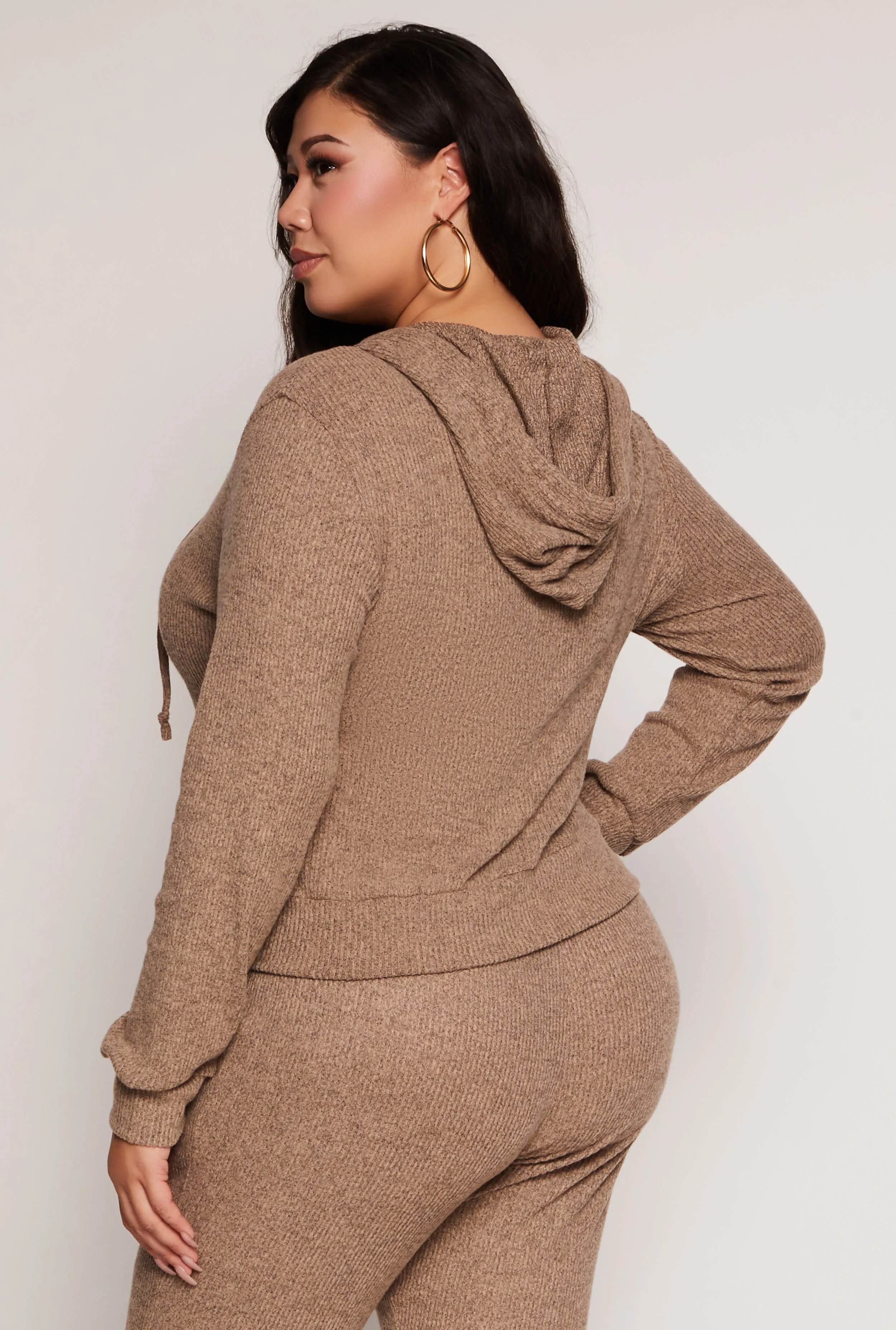 Plus Size Daisy Brushed Knit Zip Front Hoodie sold by Rainbow product image thumbnail 3