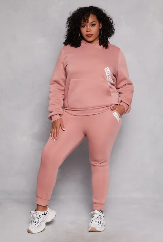 Plus Size Fleece Luxury Graphic Drawstring Joggers sold by Rainbow