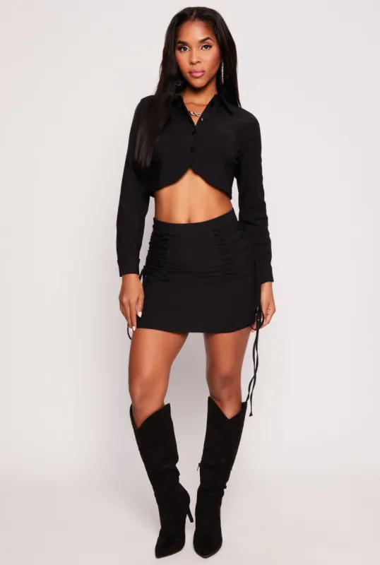 Hyper Stretch Lace Up Detail Mini Skirt sold by Rainbow
