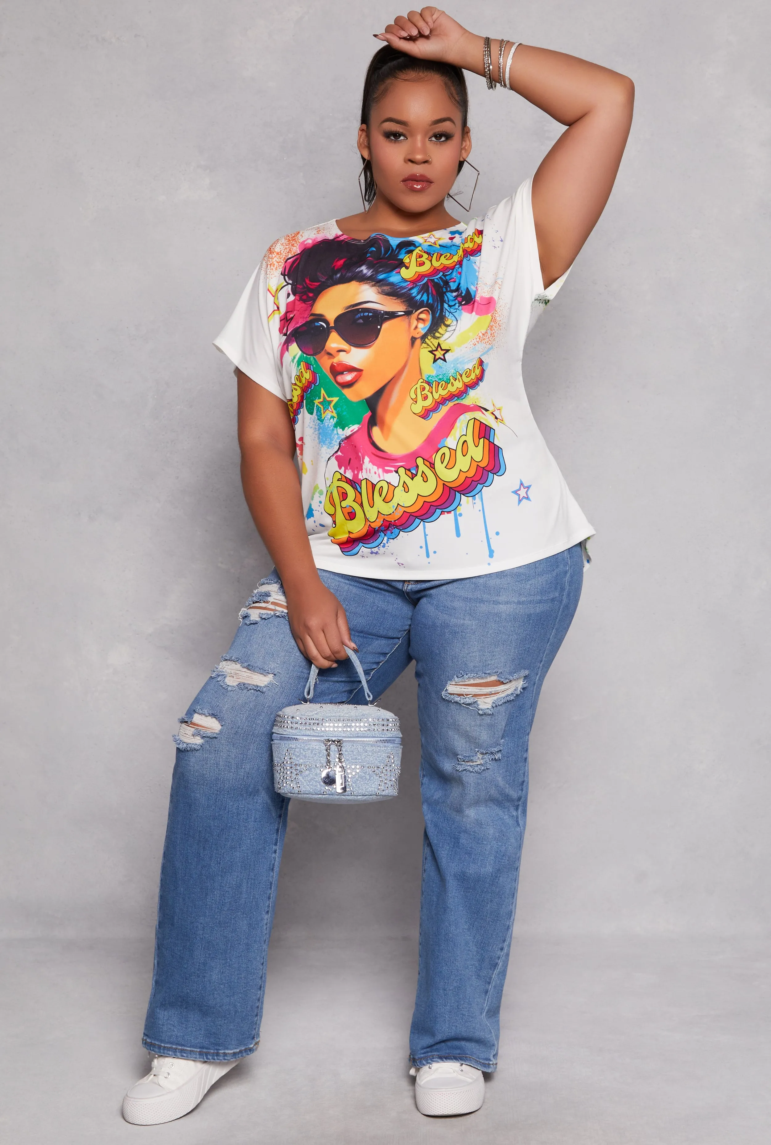 Plus Size Blessed Graphic Print Top sold by Rainbow product image thumbnail 2