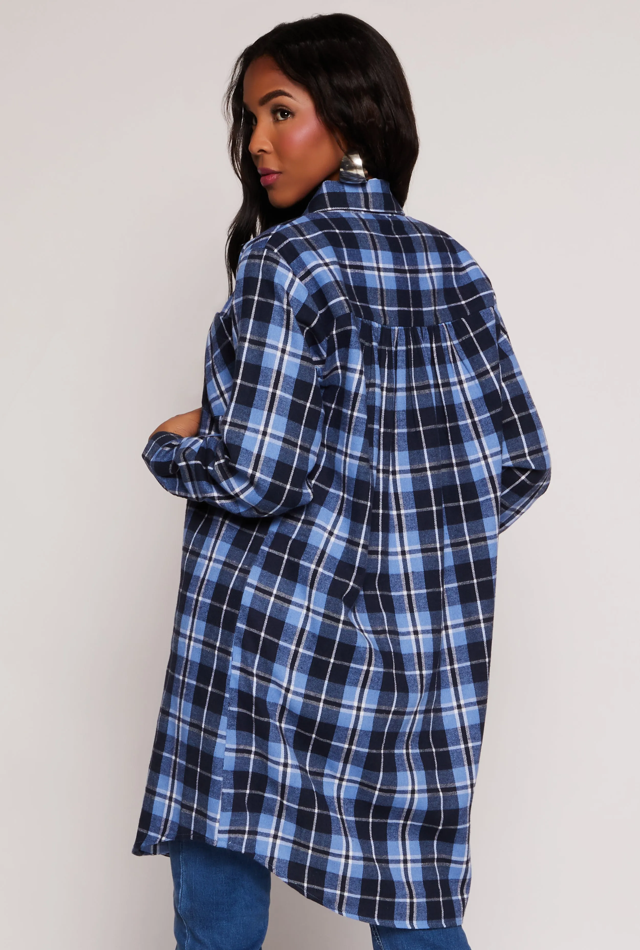 Spoon Jeans Plaid Button Front Tunic Shirt sold by Rainbow product image thumbnail 3