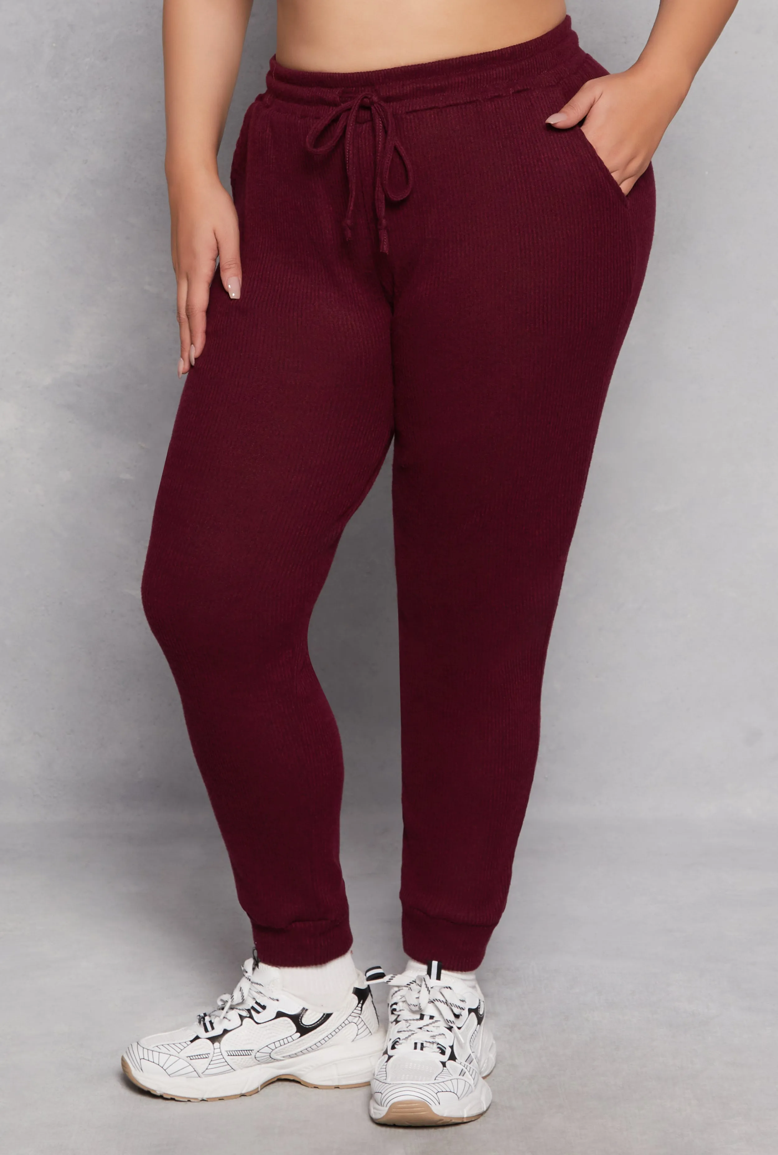 Plus Size Daisy Ribbed Brushed Knit Joggers sold by Rainbow product image thumbnail 2