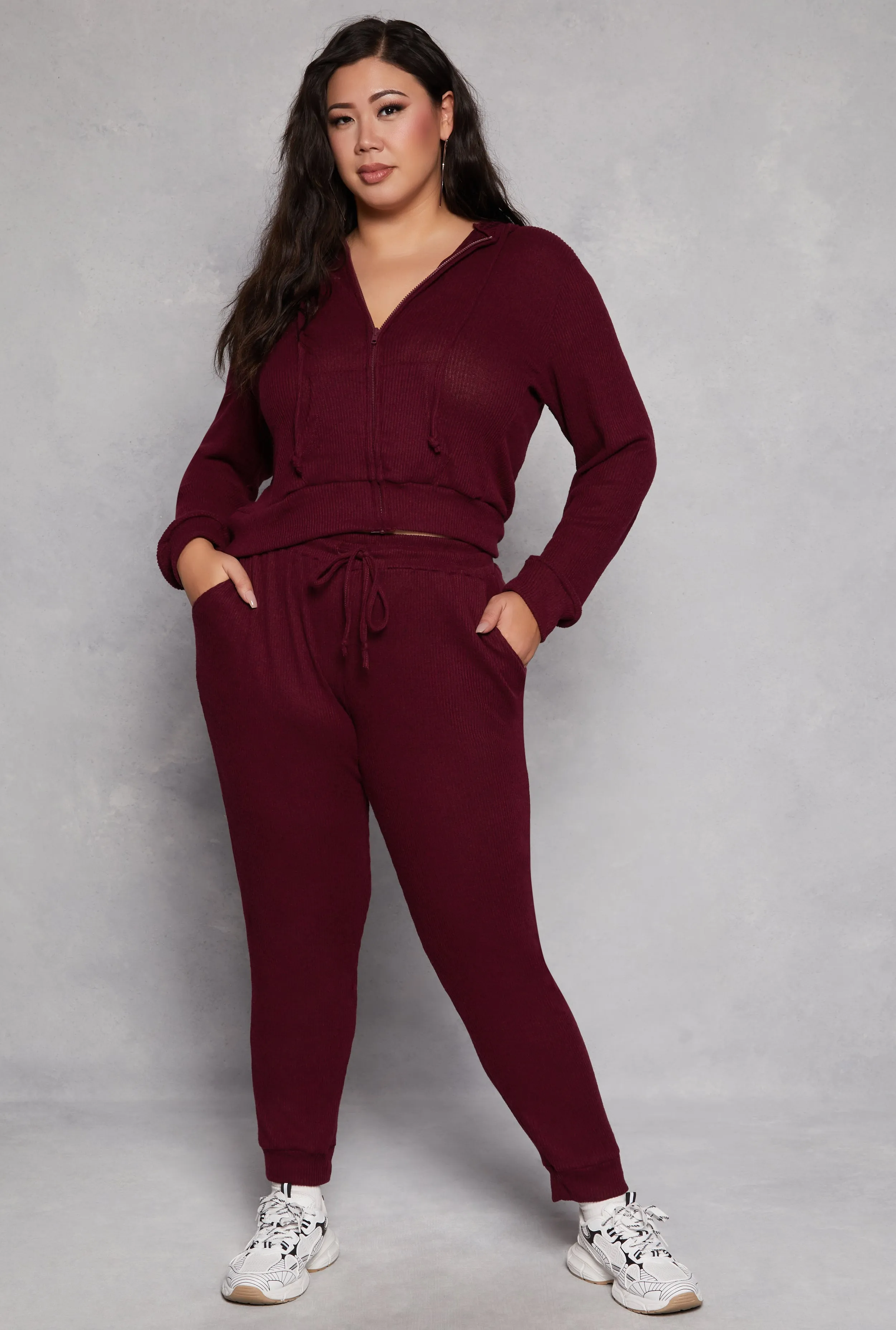 Plus Size Daisy Ribbed Brushed Knit Joggers sold by Rainbow