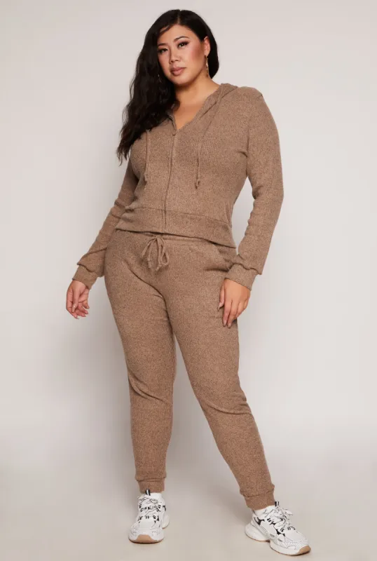 Plus Size Daisy Ribbed Brushed Knit Joggers sold by Rainbow