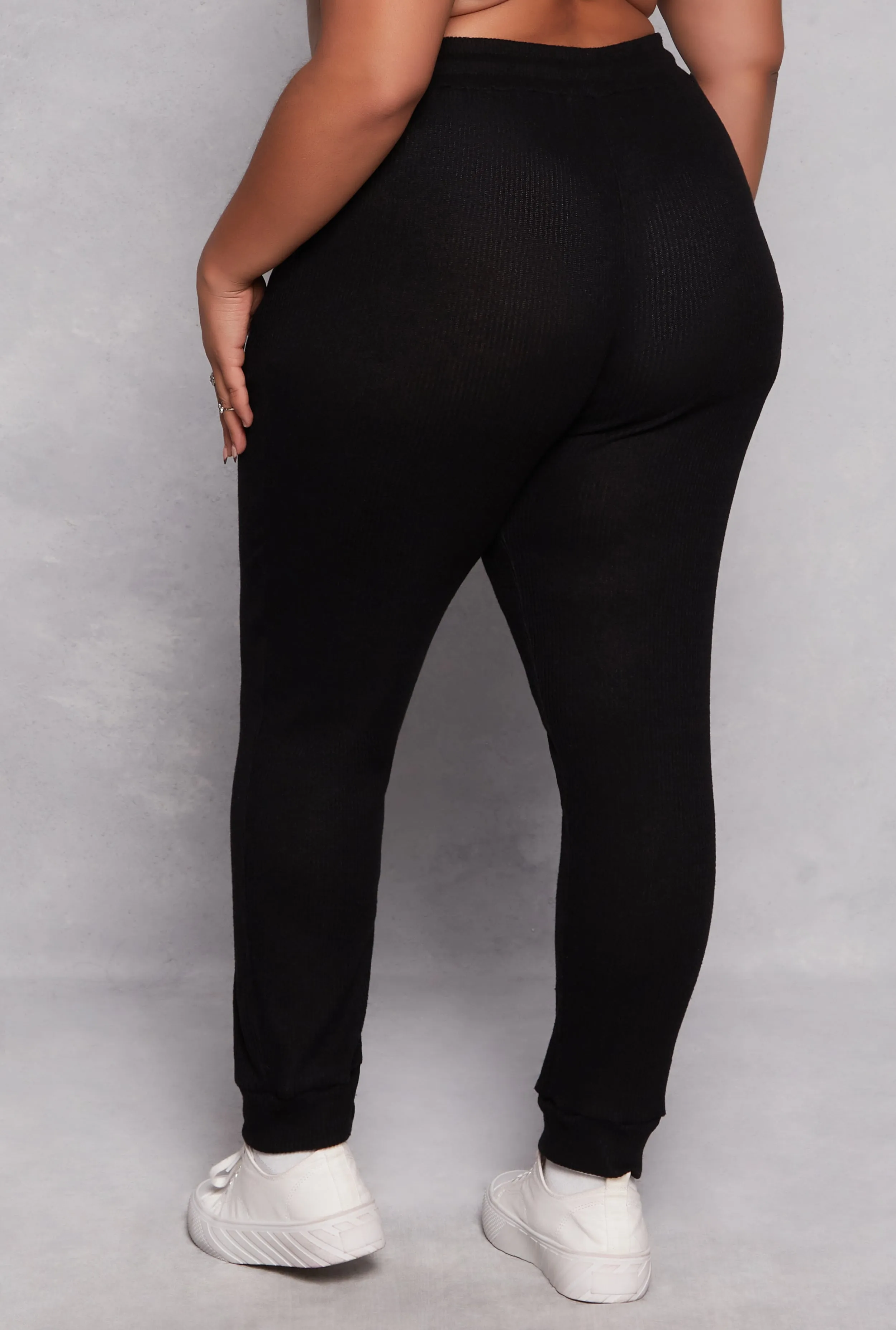 Plus Size Daisy Ribbed Brushed Knit Joggers sold by Rainbow product image thumbnail 3