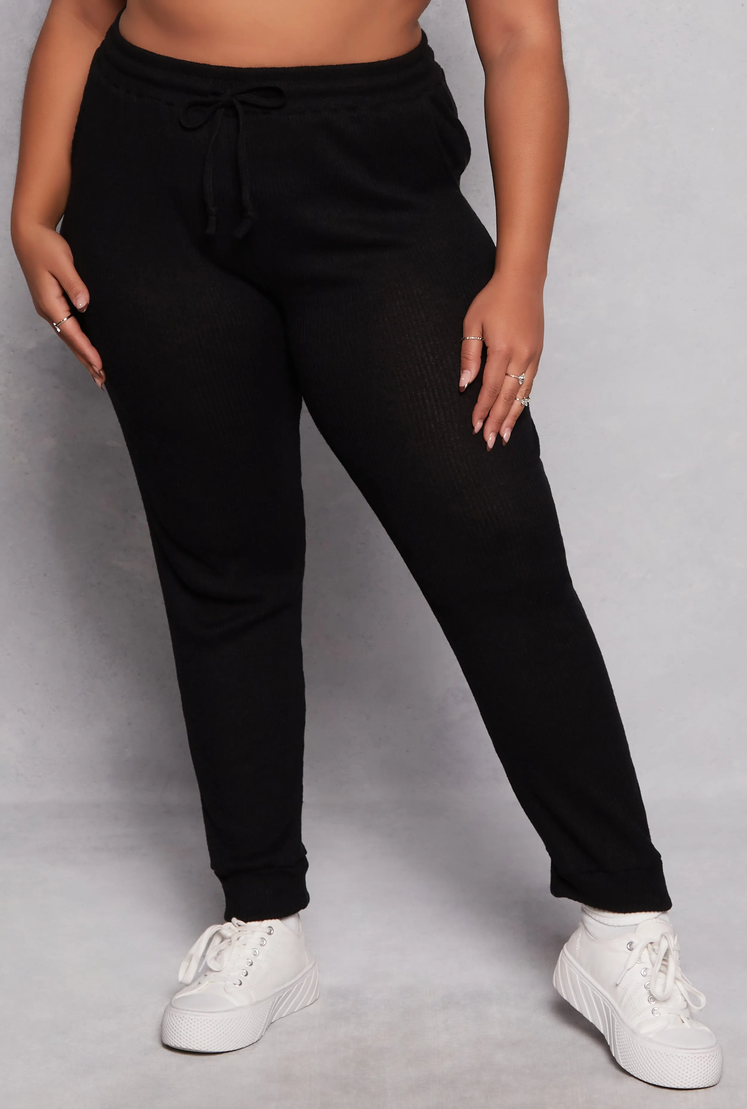 Plus Size Daisy Ribbed Brushed Knit Joggers sold by Rainbow product image thumbnail 2