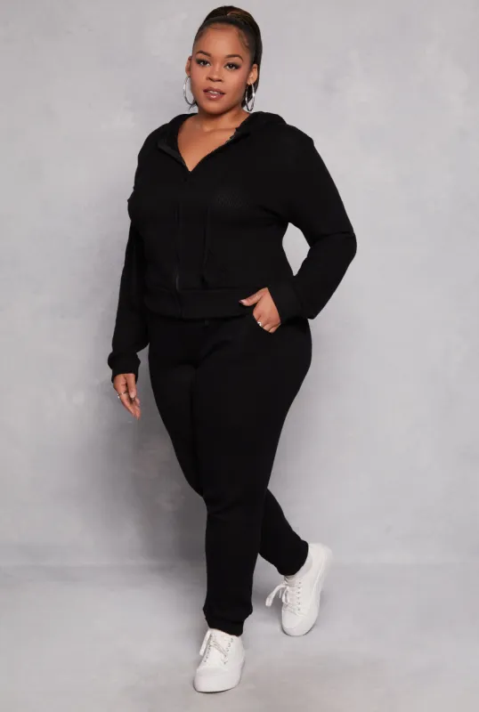 Plus Size Daisy Ribbed Brushed Knit Joggers sold by Rainbow