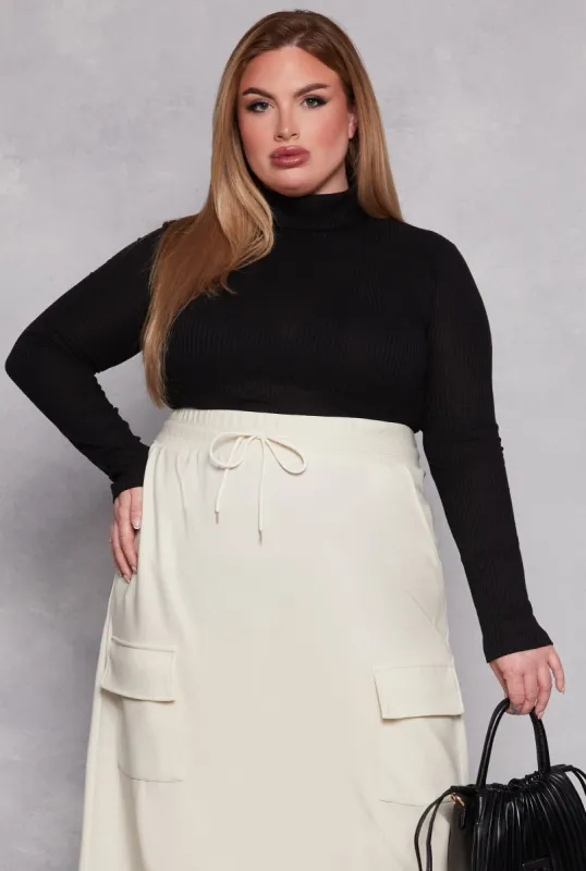 Plus Size Basic Ribbed Knit Turtleneck Top sold by Rainbow