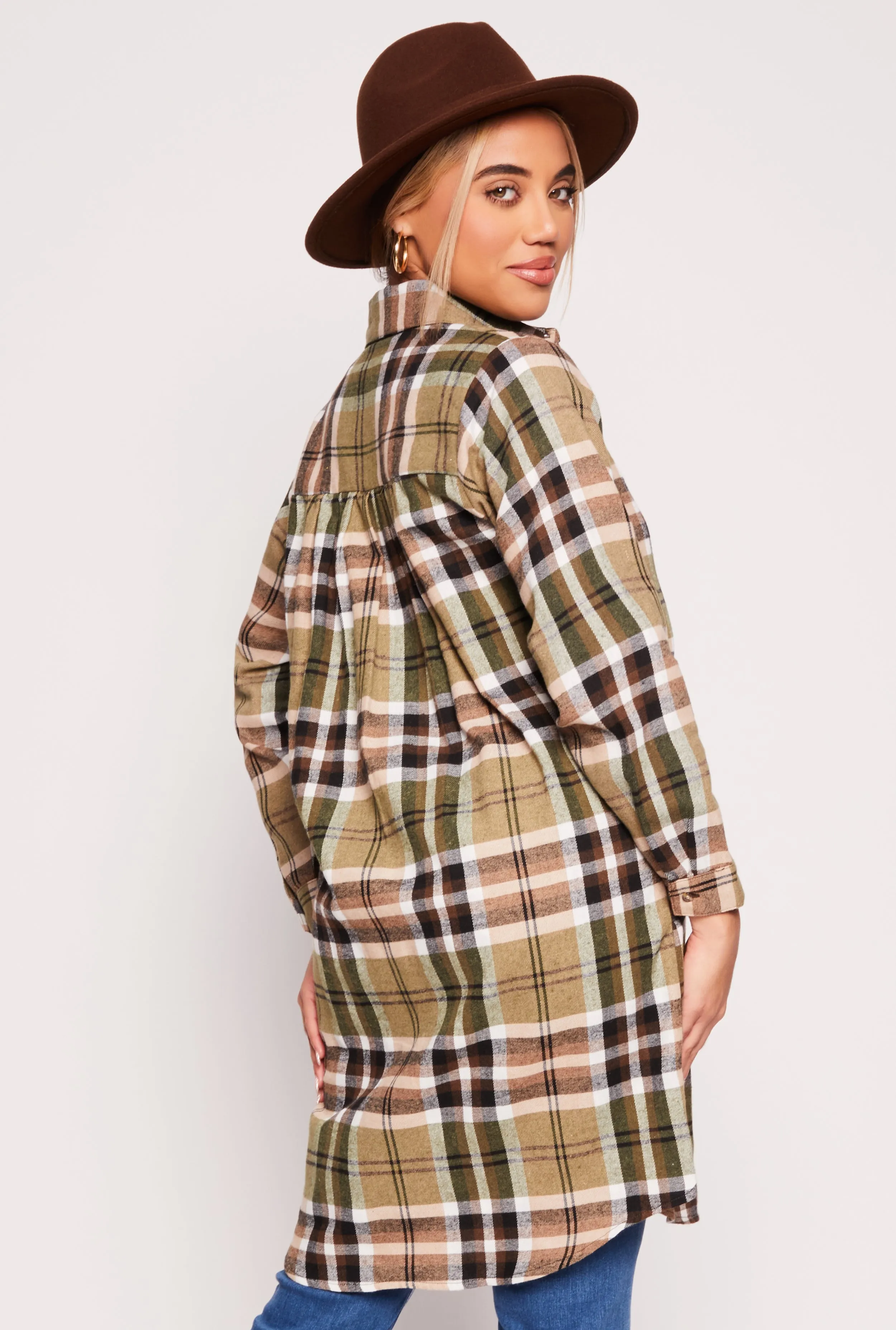Spoon Jeans Plaid Button Front Tunic Shirt sold by Rainbow product image thumbnail 3