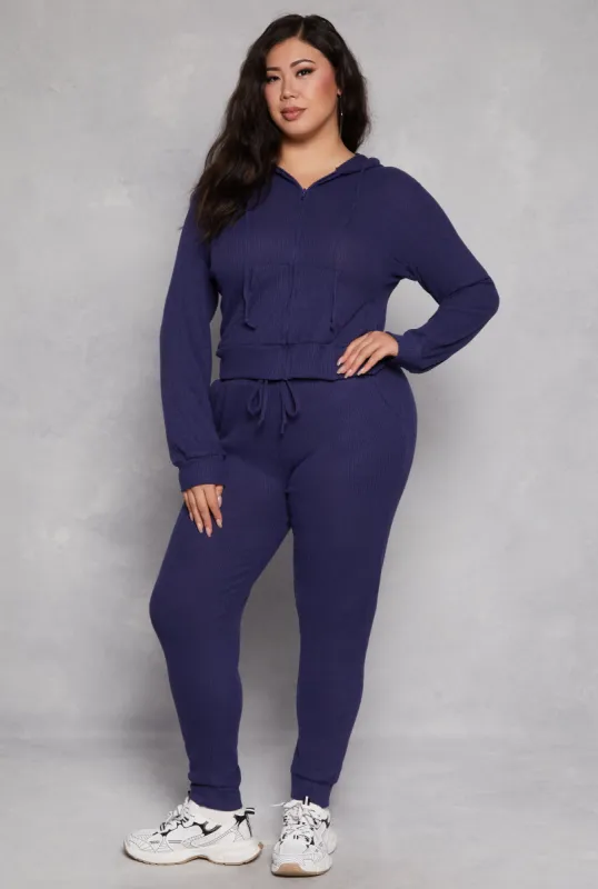 Plus Size Daisy Ribbed Brushed Knit Joggers sold by Rainbow