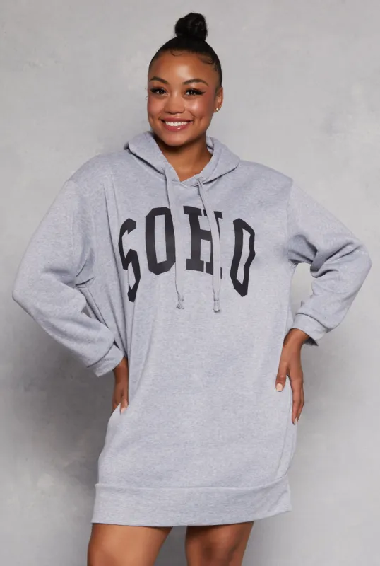 Plus Size Soho Hooded Sweatshirt Dress sold by Rainbow