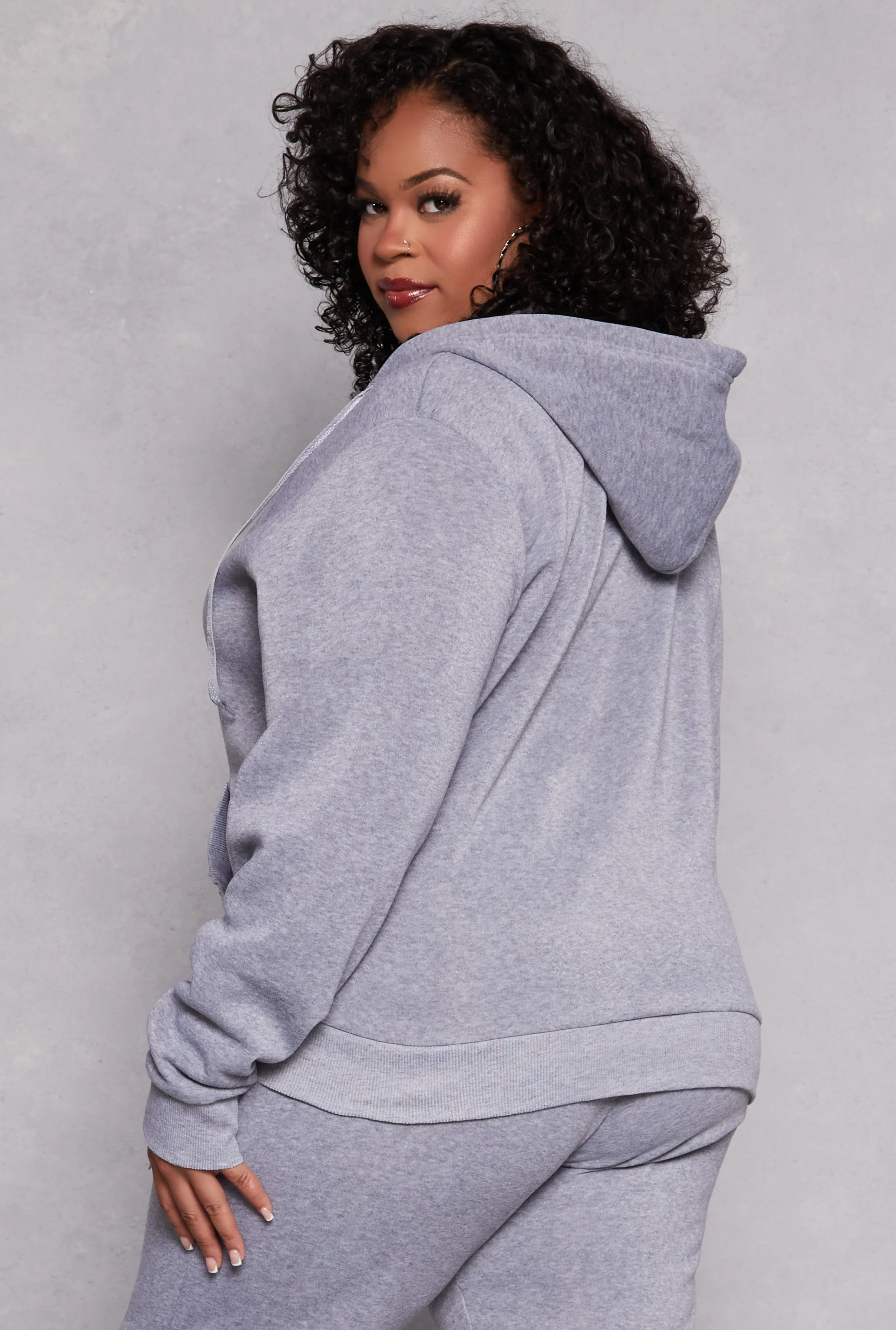Plus Size Zip Front Hooded Sweatshirt sold by Rainbow product image thumbnail 3