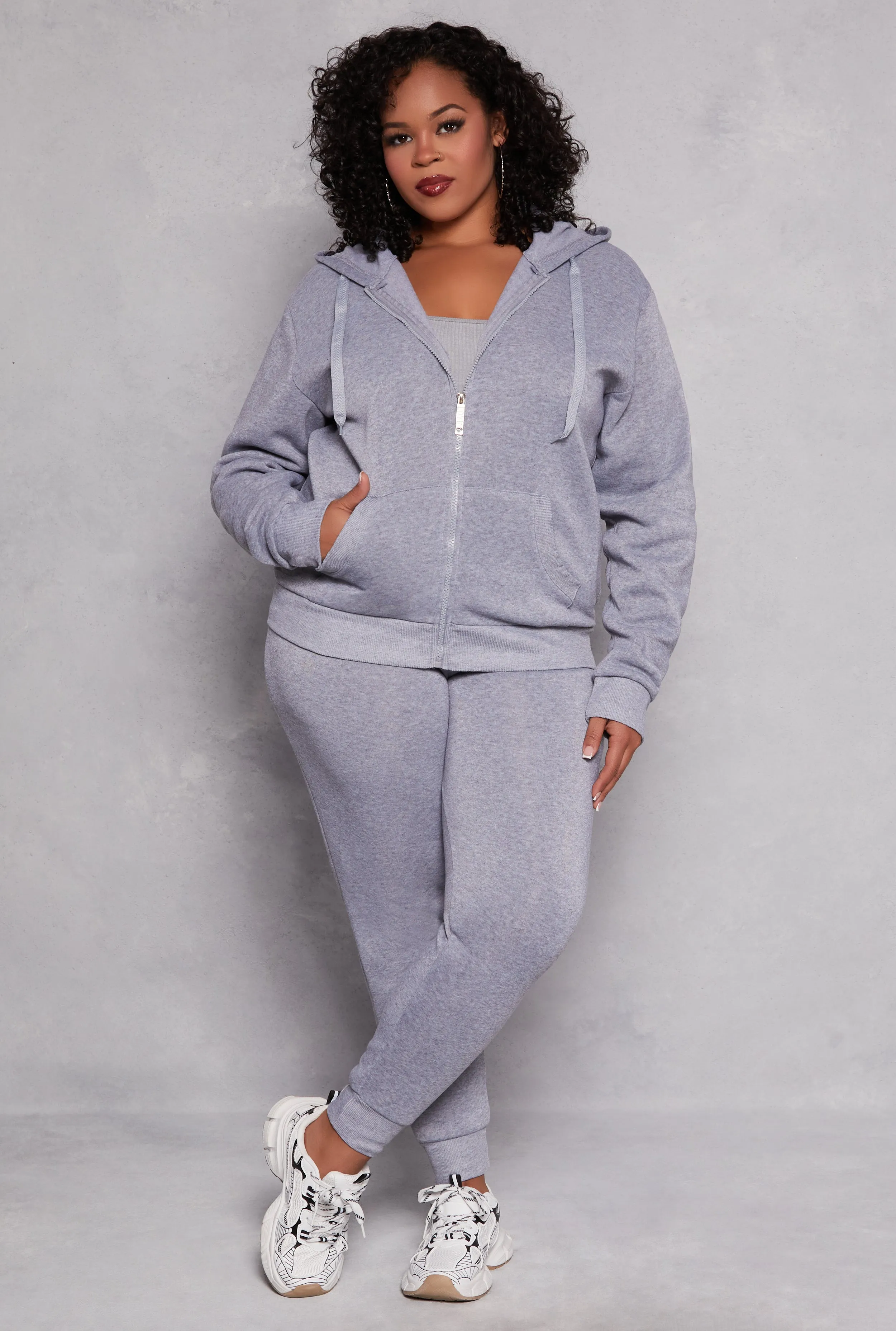 Plus Size Zip Front Hooded Sweatshirt sold by Rainbow product image thumbnail 2