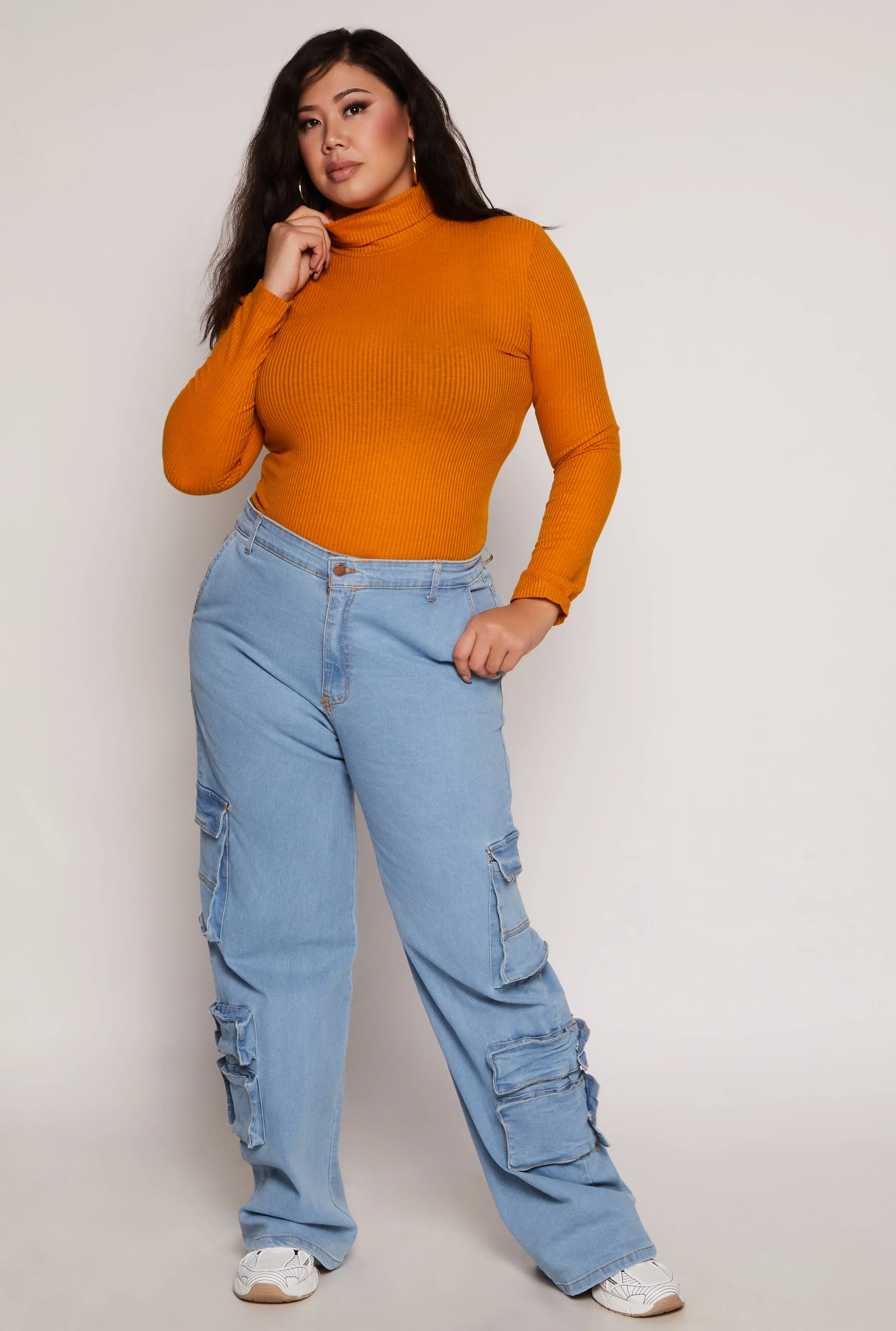 Plus Size Basic Ribbed Knit Turtleneck Top sold by Rainbow product image thumbnail 2