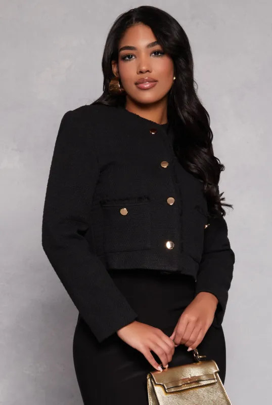 Iris Tweed Button Front Blazer sold by Rainbow