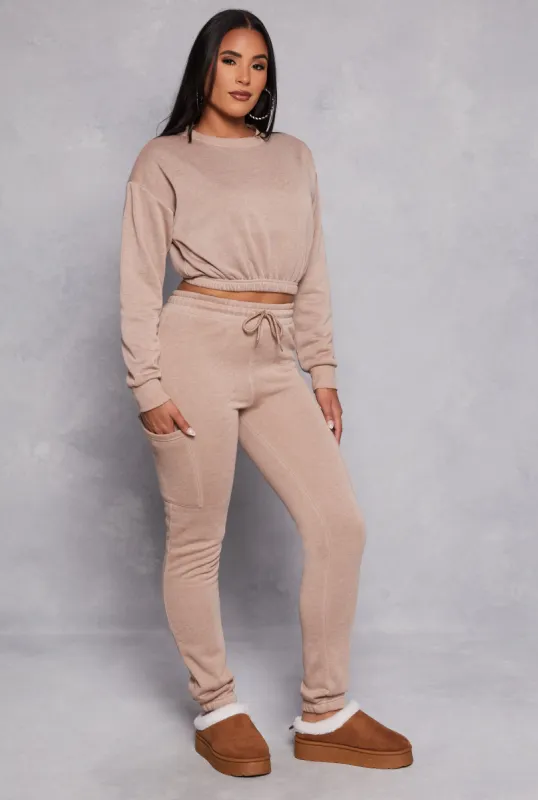 Fleece Lined Drawstring Cargo Sweatpants sold by Rainbow