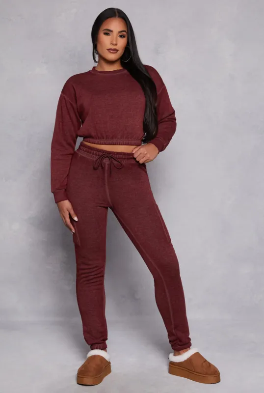 Fleece Lined Drawstring Cargo Sweatpants sold by Rainbow