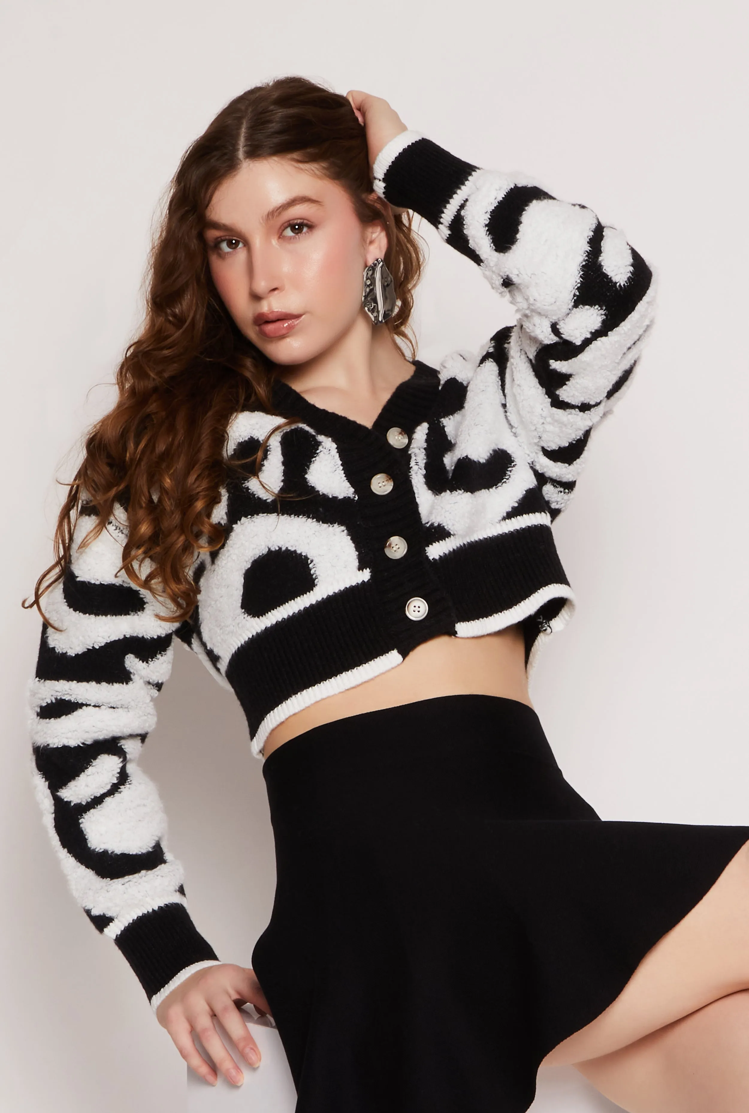 Daisy Tufted Knit Cropped Cardigan sold by Rainbow