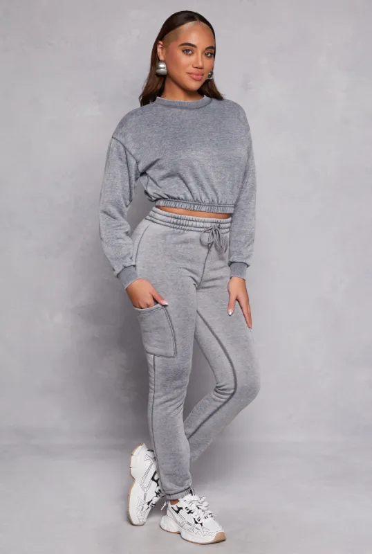 Fleece Lined Drawstring Cargo Sweatpants sold by Rainbow