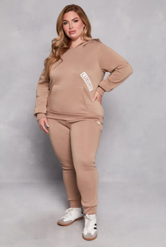 Plus Size Fleece Luxury Graphic Drawstring Joggers sold by Rainbow