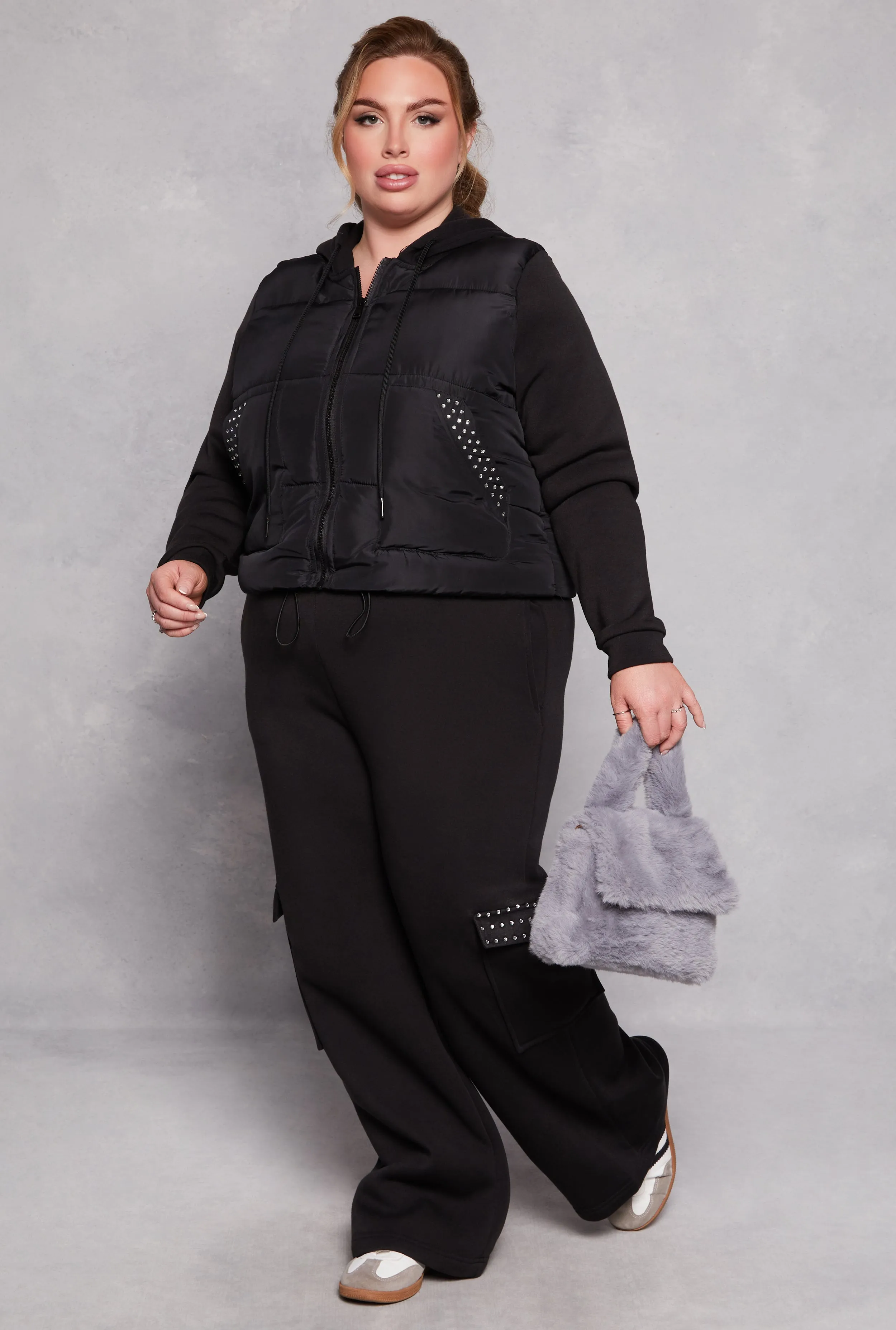 Plus Size Almost Famous Rhinestone Pocket Sweatpants sold by Rainbow