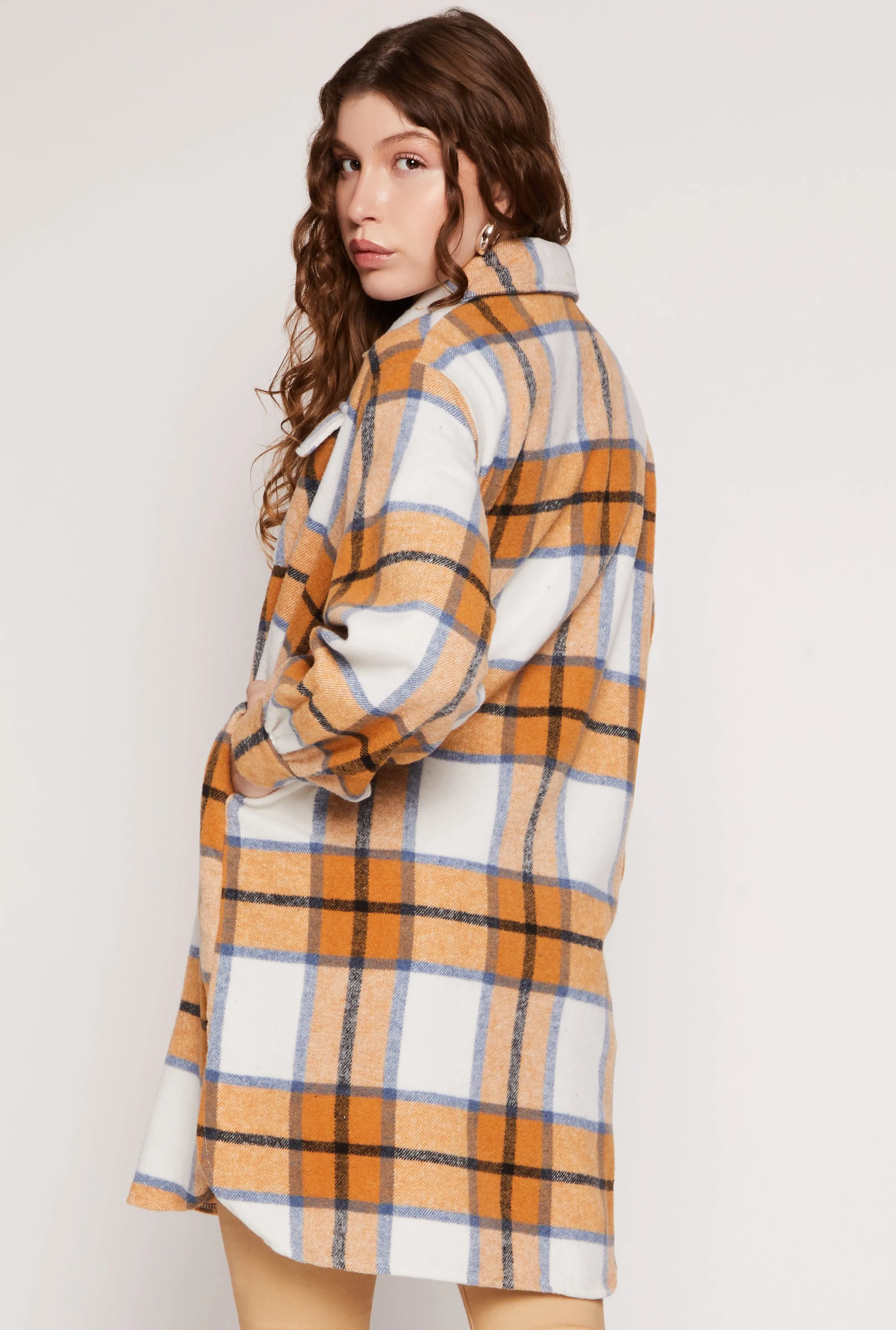 Spoon Jeans Plaid Brushed Knit Long Shacket sold by Rainbow product image thumbnail 3