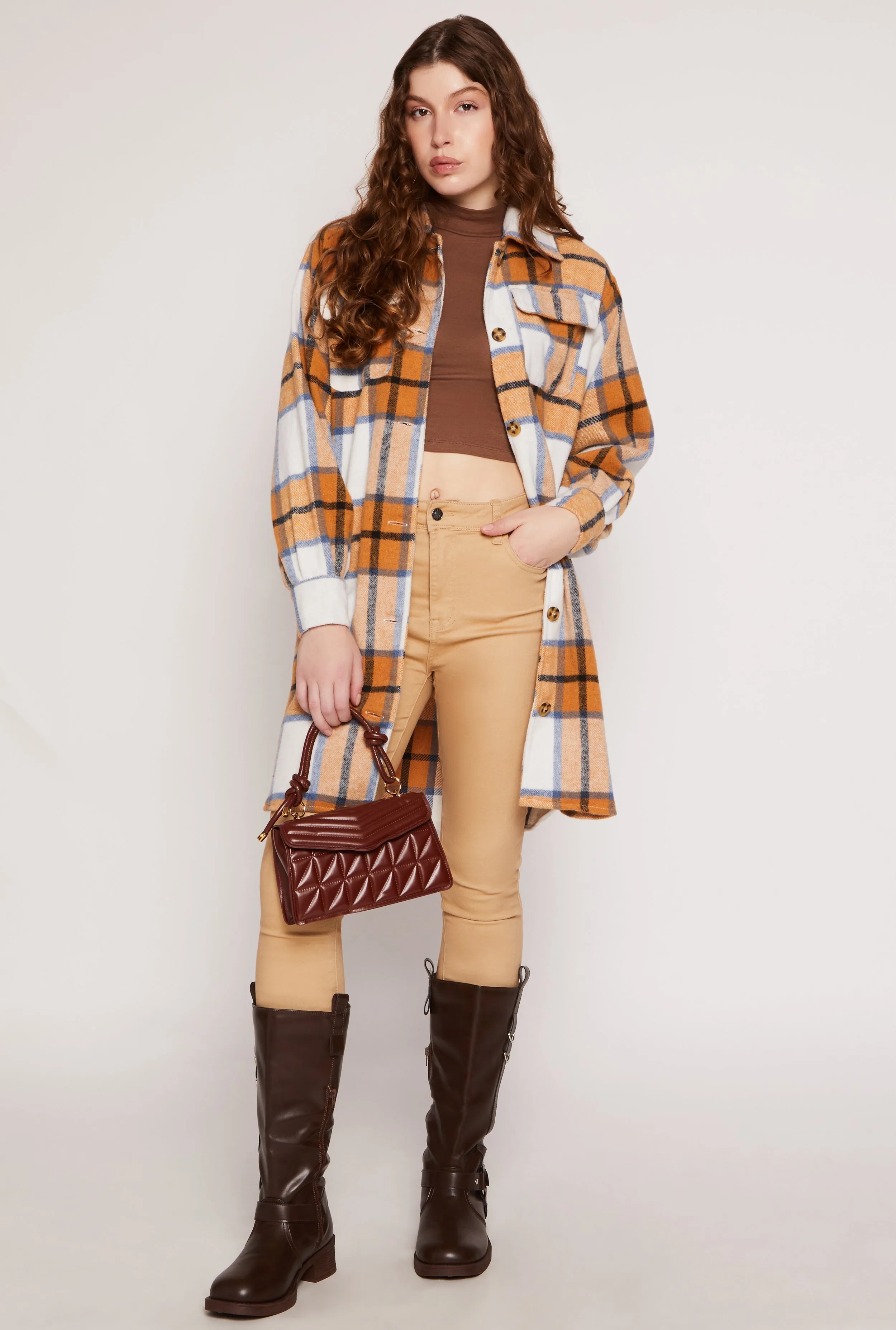 Spoon Jeans Plaid Brushed Knit Long Shacket sold by Rainbow product image thumbnail 2