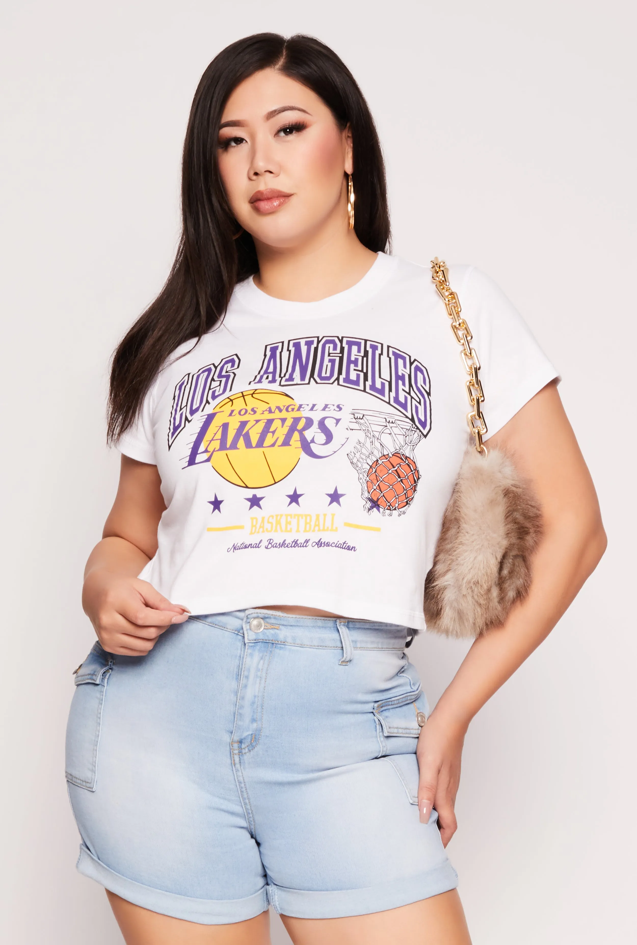 Plus Size NBA Los Angeles Lakers Graphic Crop Top sold by Rainbow
