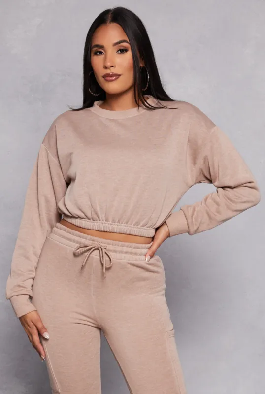 Elastic Waist Cropped Sweatshirt sold by Rainbow