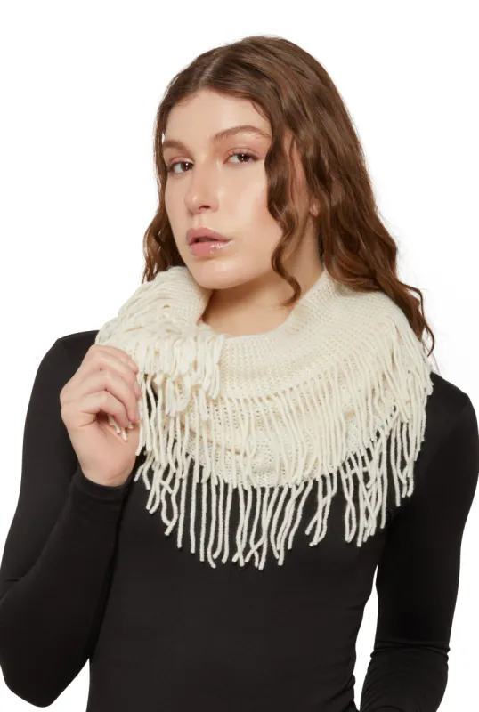 Knitted Fringe Infinity Scarf sold by Rainbow