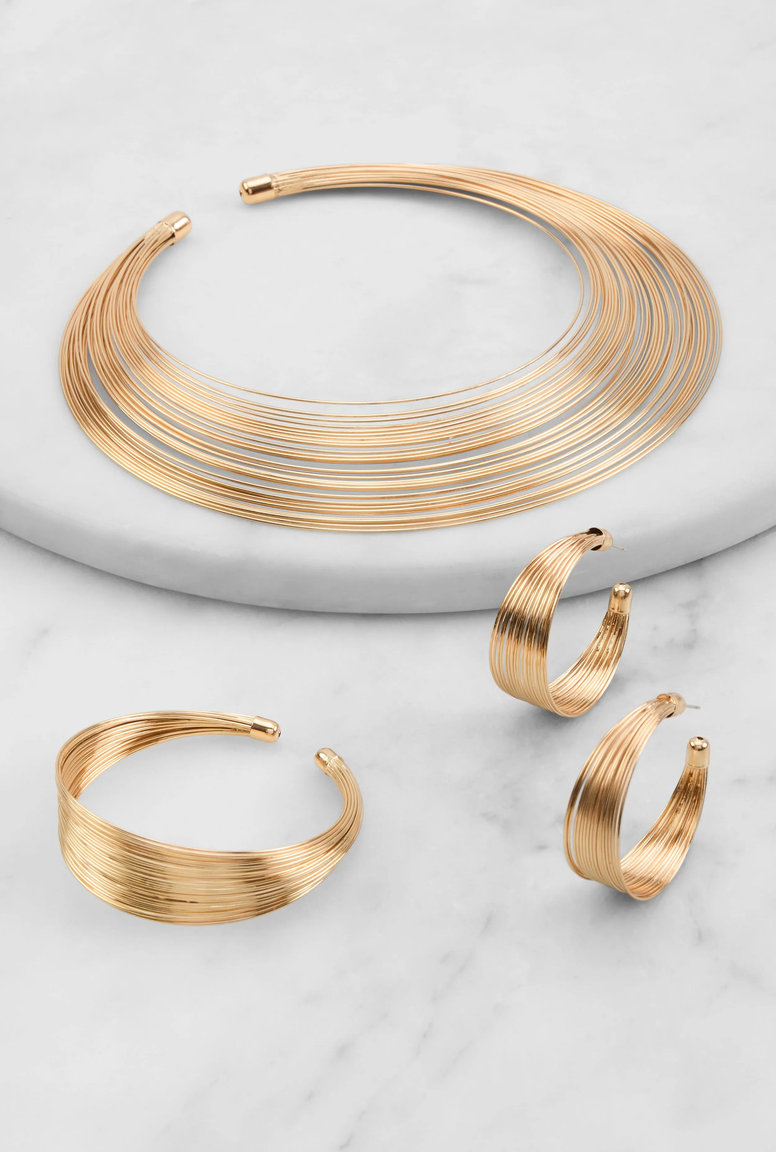 Layered Metallic Choker Necklace and Hoop Earrings sold by Rainbow product image thumbnail 2