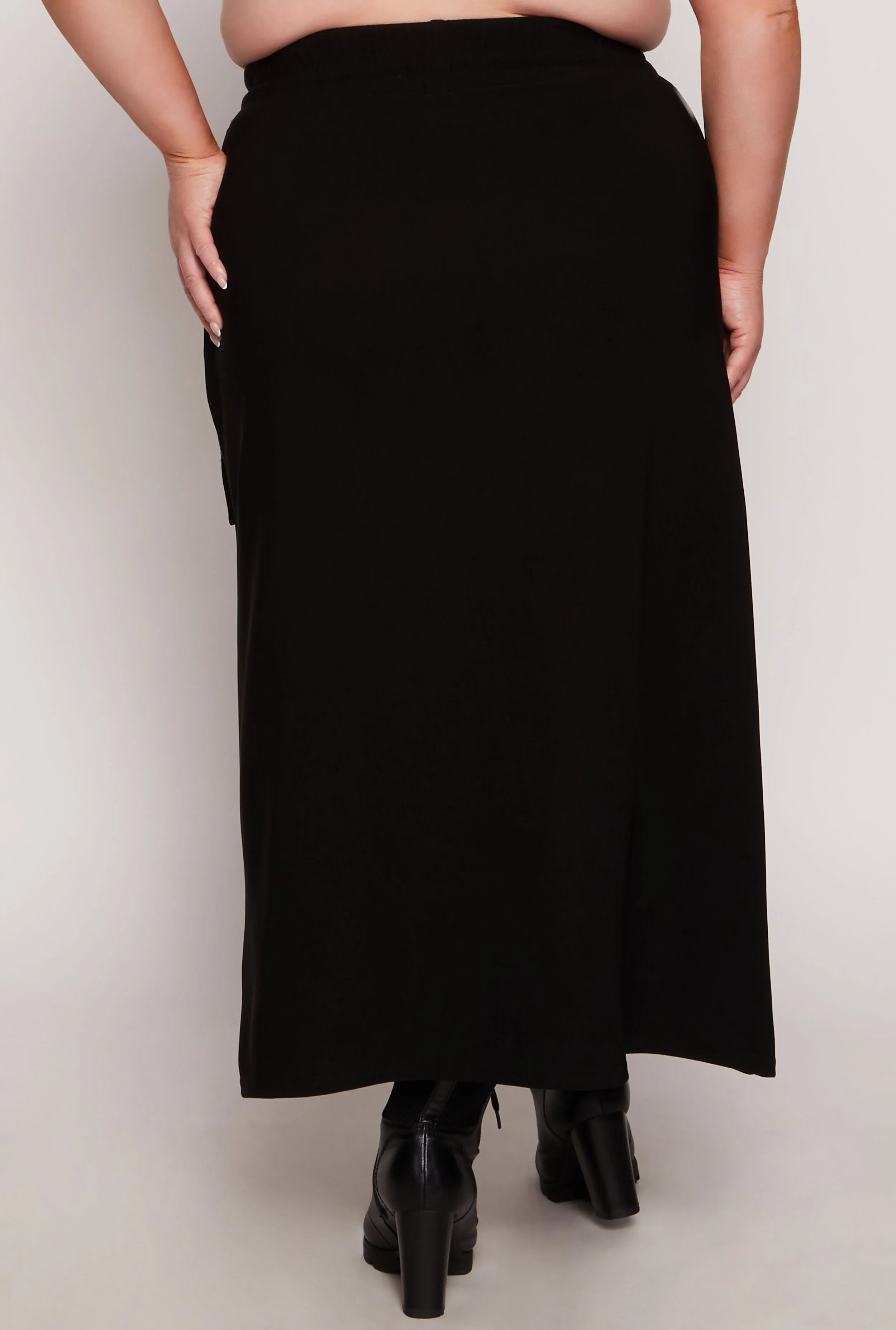 Plus Size Scuba Drawstring Maxi Skirt sold by Rainbow product image thumbnail 3