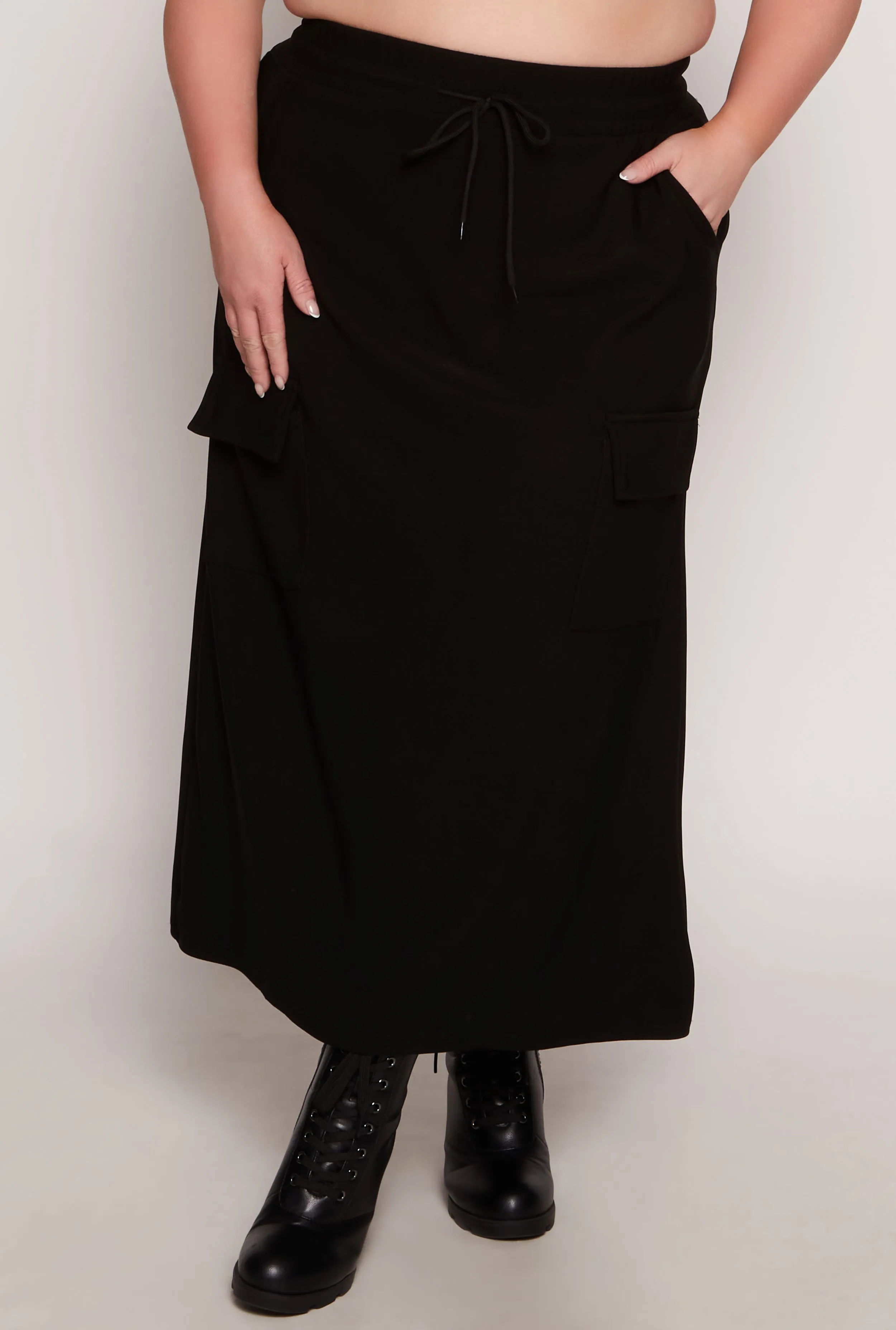 Plus Size Scuba Drawstring Maxi Skirt sold by Rainbow product image thumbnail 2