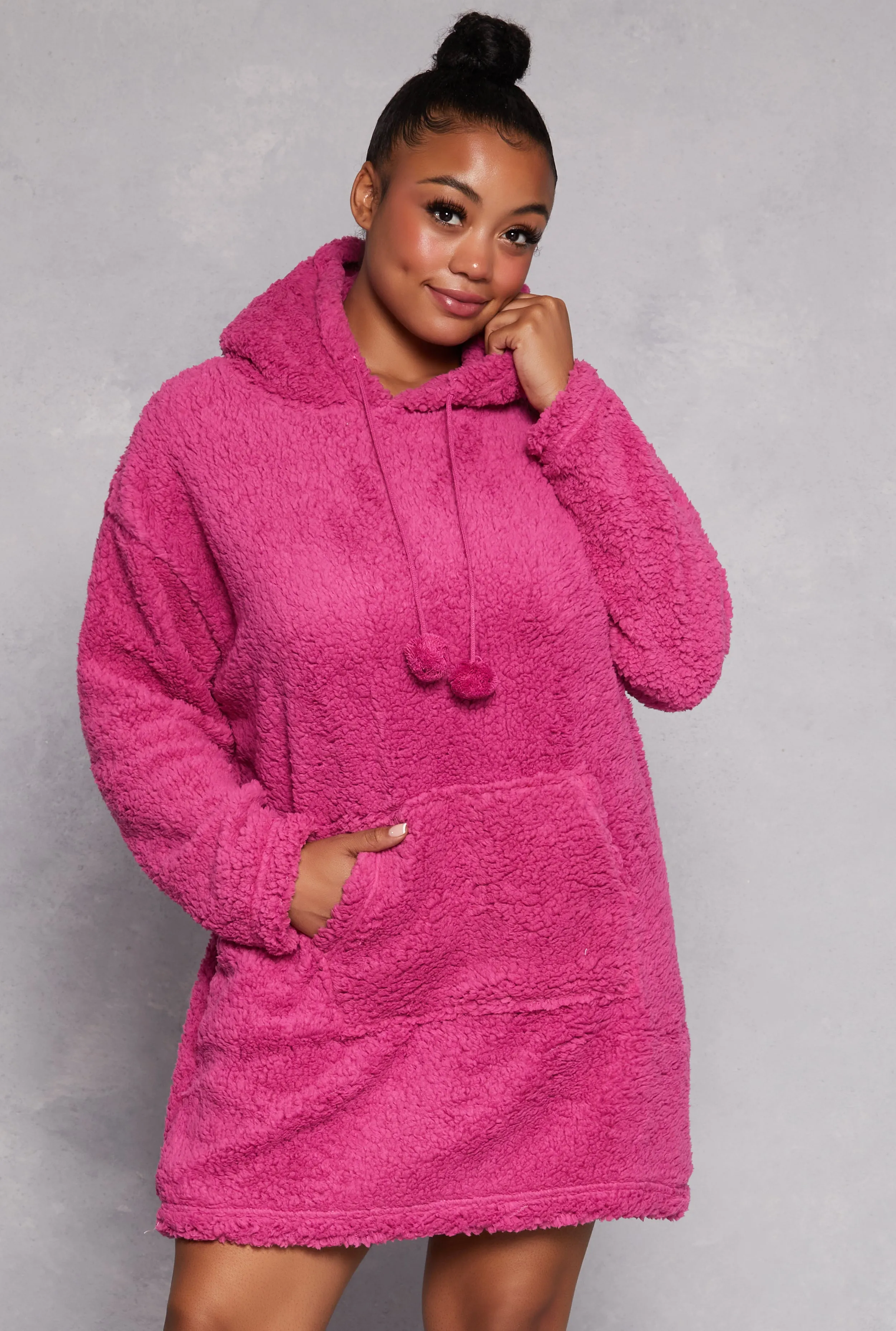 Sherpa Pom Pom Blanket Hoodie sold by Rainbow
