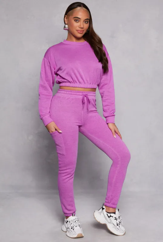 Fleece Lined Drawstring Cargo Sweatpants sold by Rainbow