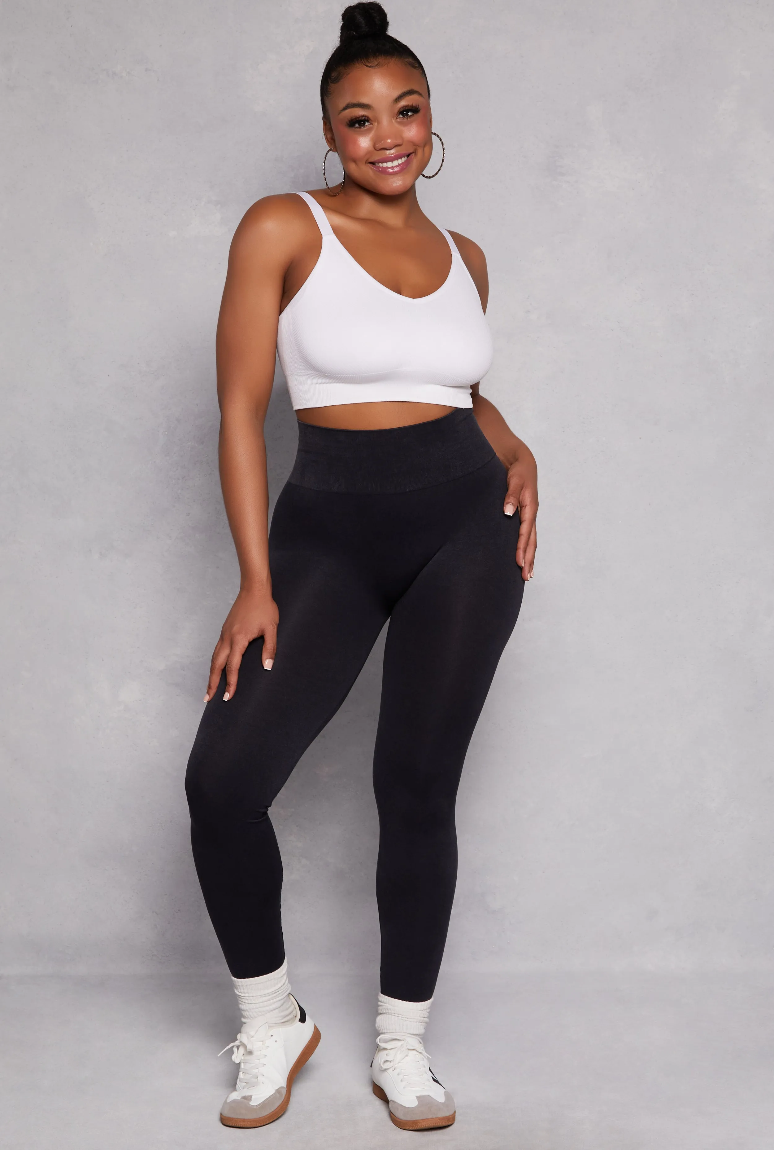 Plus Size Acid Wash High Waist Leggings sold by Rainbow