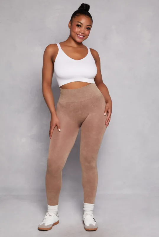 Plus Size Acid Wash High Waist Leggings sold by Rainbow