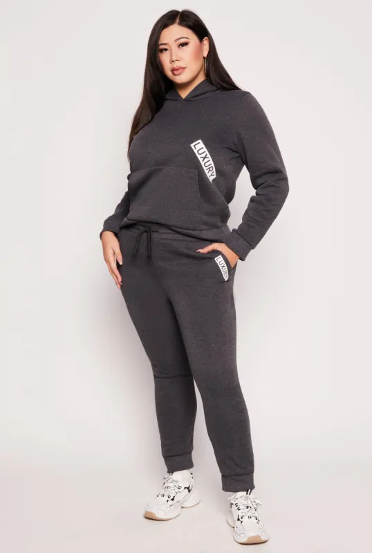 Plus Size Fleece Luxury Graphic Drawstring Joggers sold by Rainbow