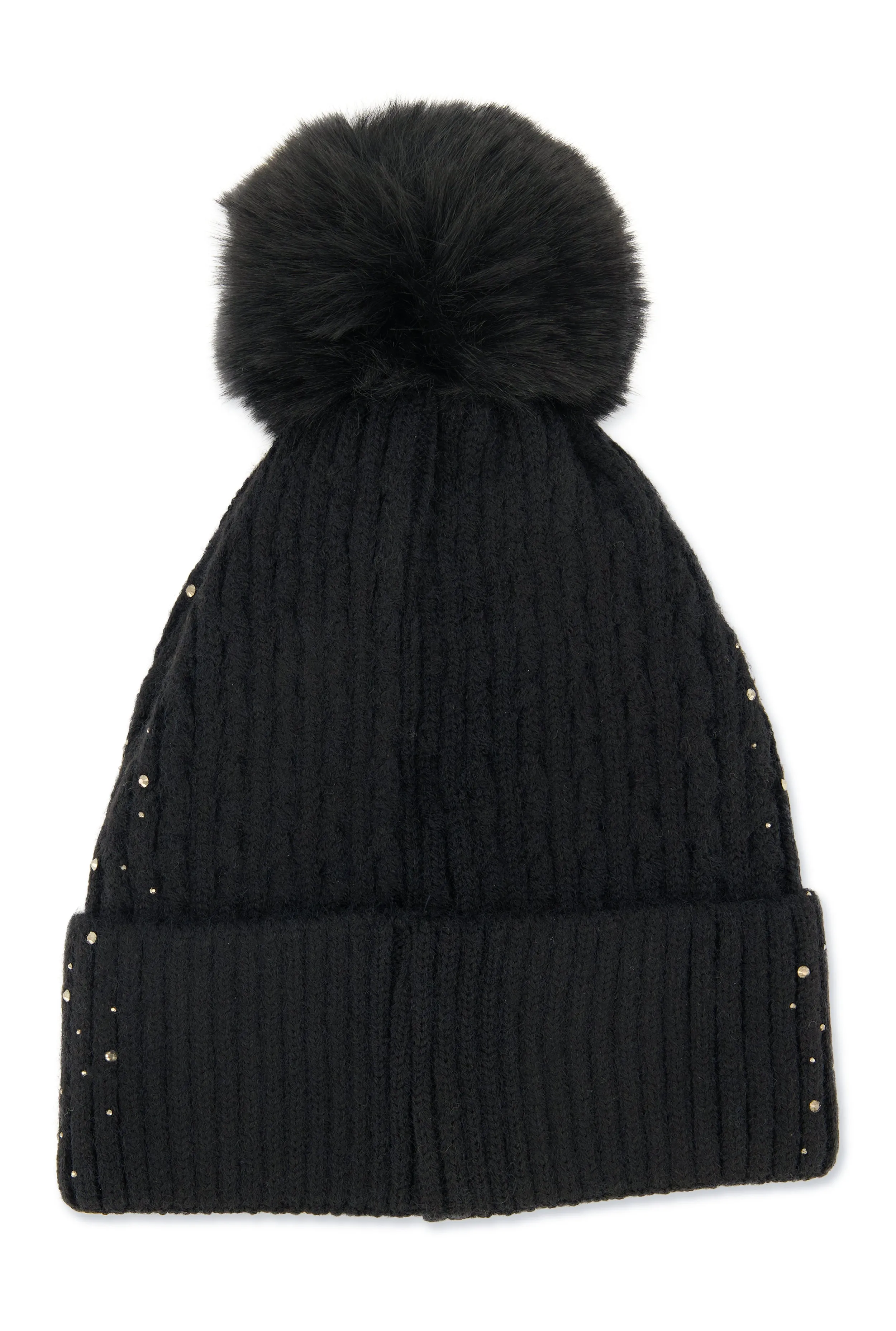 Rhinestone Cable Knit Pom Pom Beanie sold by Rainbow product image thumbnail 3