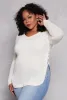 Plus Size Waffle Knit Caged Side Sweater sold by Rainbow