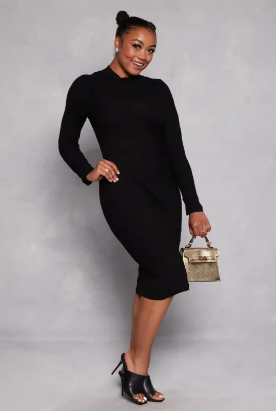 Plus Size Greek Key Textured Knit Sweater Dress sold by Rainbow