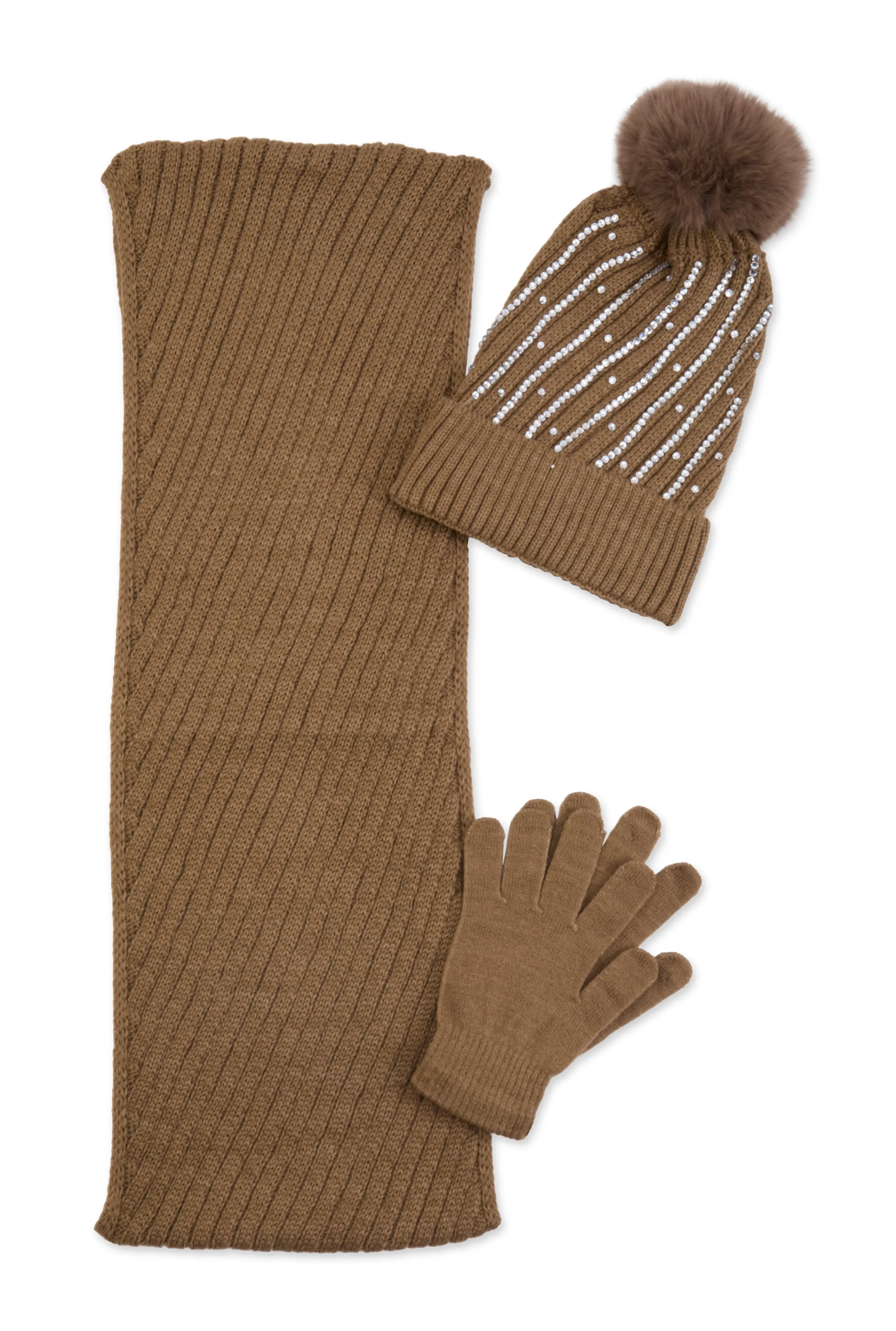 Rhinestone Detail Beanie with Infinity Scarf and Gloves sold by Rainbow product image thumbnail 2