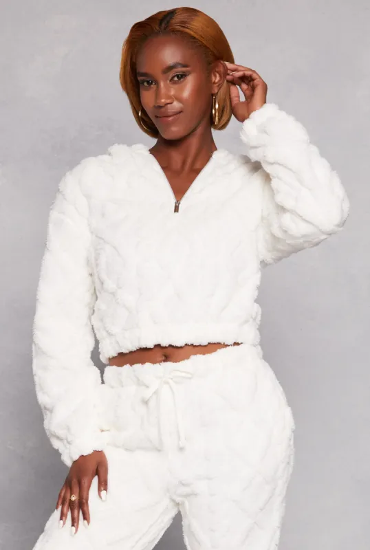 Almost Famous Faux Fur Half Zip Hoodie sold by Rainbow