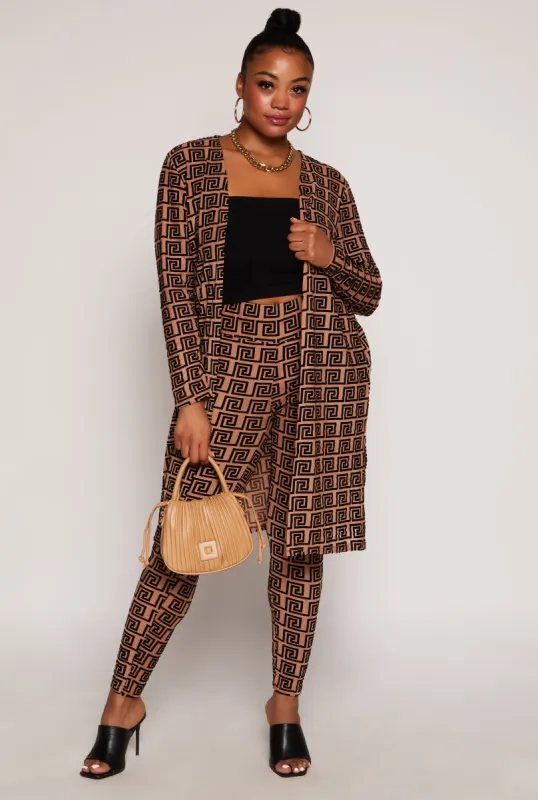 Plus Size Velvet Burnout Greek Key Leggings sold by Rainbow