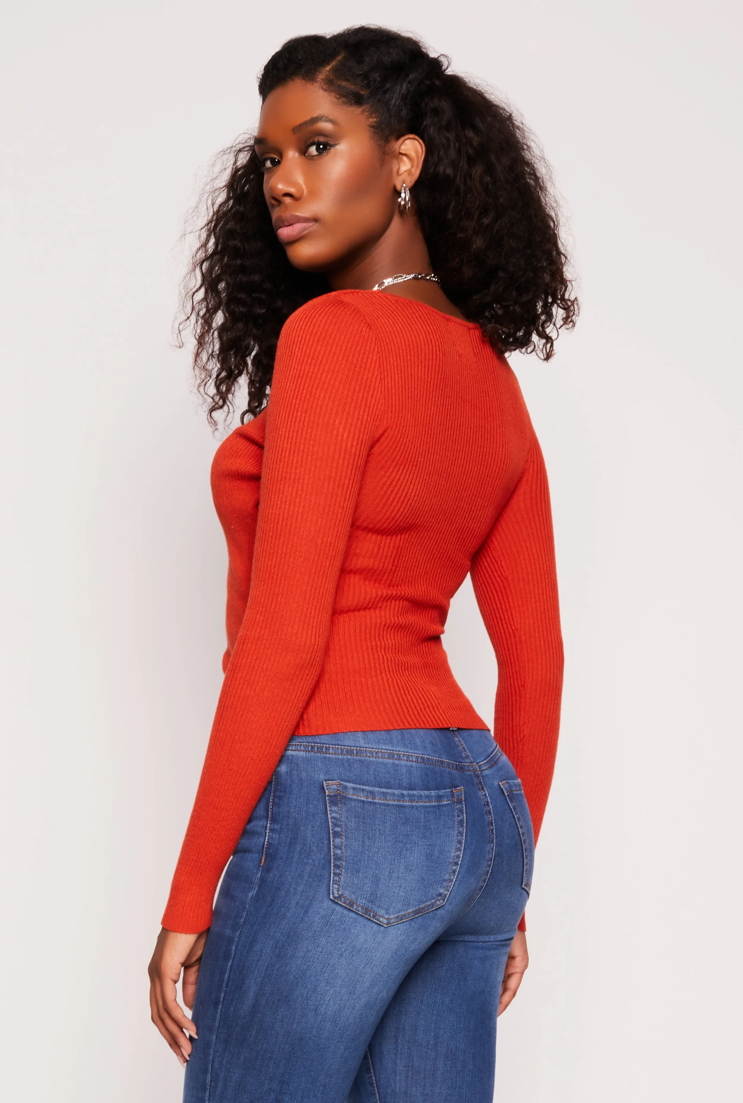 Rib Knit Long Sleeve Surplice Sweater sold by Rainbow product image thumbnail 3