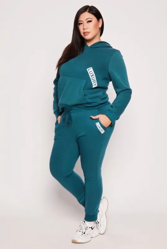 Plus Size Fleece Luxury Graphic Drawstring Joggers sold by Rainbow