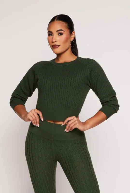 Daisy Cable Knit Cropped Sweater sold by Rainbow